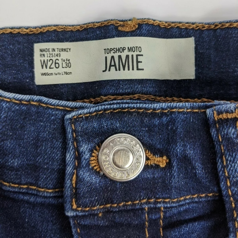 Topshop Moto Jamie High Rise Skinny Jeans Dark 26 - Picture 3 of 5